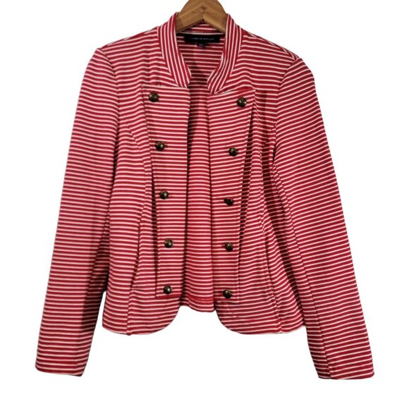 Vintage‎ Tommy Hilfiger Jacket Red Striped  Patriotic Candy Cane Sz Small EUC - Picture 1 of 7